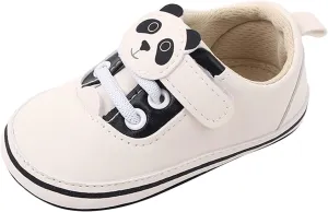 sfdgfhyf Baby Sneaker Infant Toddler Shoes Soft Sole Cartoon Panda Lace Up Casual Shoes Princess Shoes (Black, 6-12 Months)
