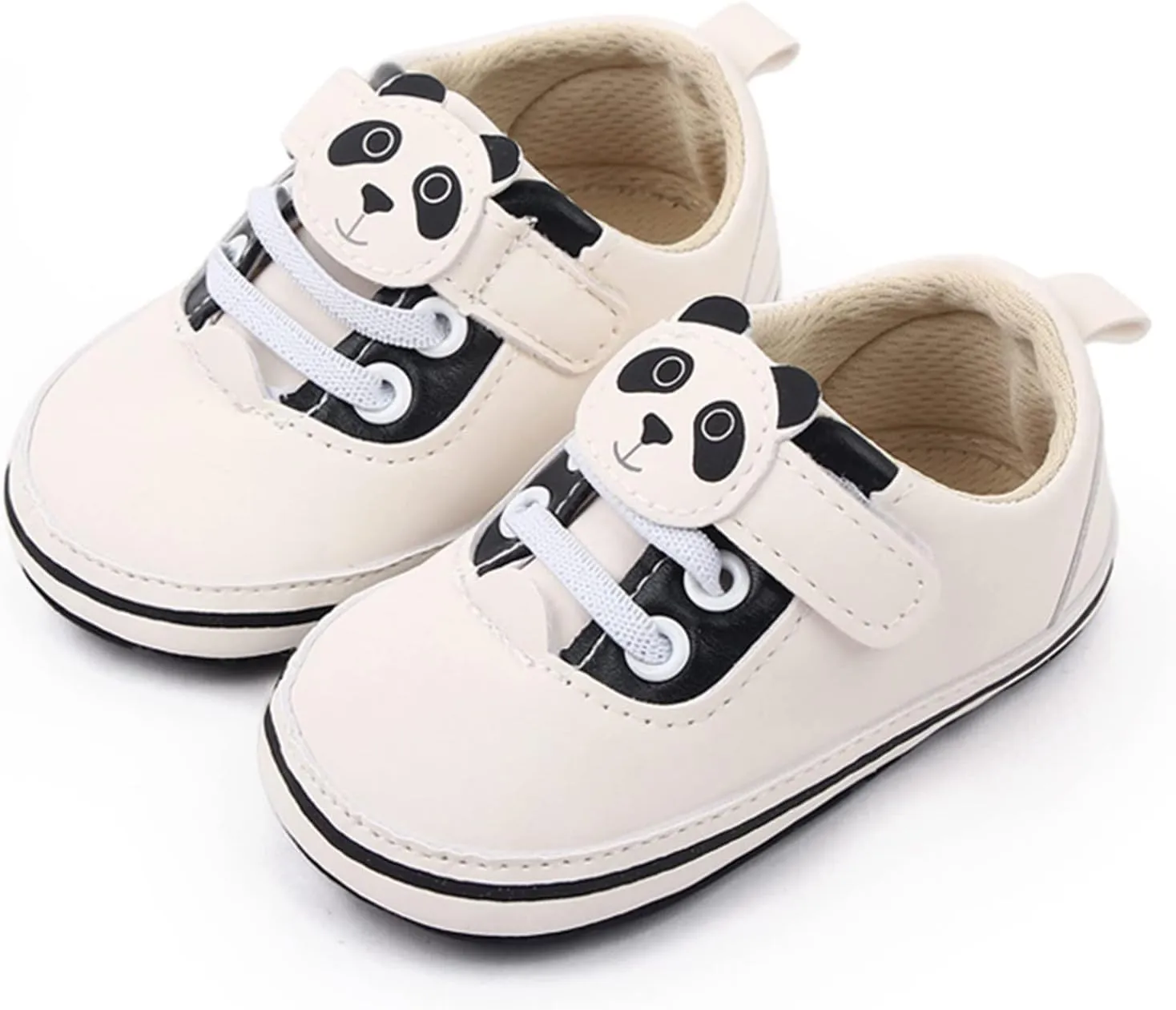 sfdgfhyf Baby Sneaker Infant Toddler Shoes Soft Sole Cartoon Panda Lace Up Casual Shoes Princess Shoes (Black, 6-12 Months)
