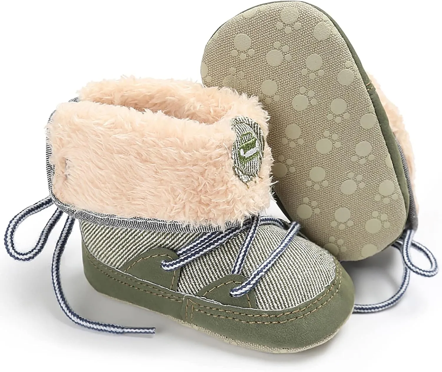 sfdgfhyf Baby Soft Sole Boots Baby Booties Newborn Girl Boy Shoes Infant Winter Warm Boots Rubber Sole Slip Prewalker (Green, 12)