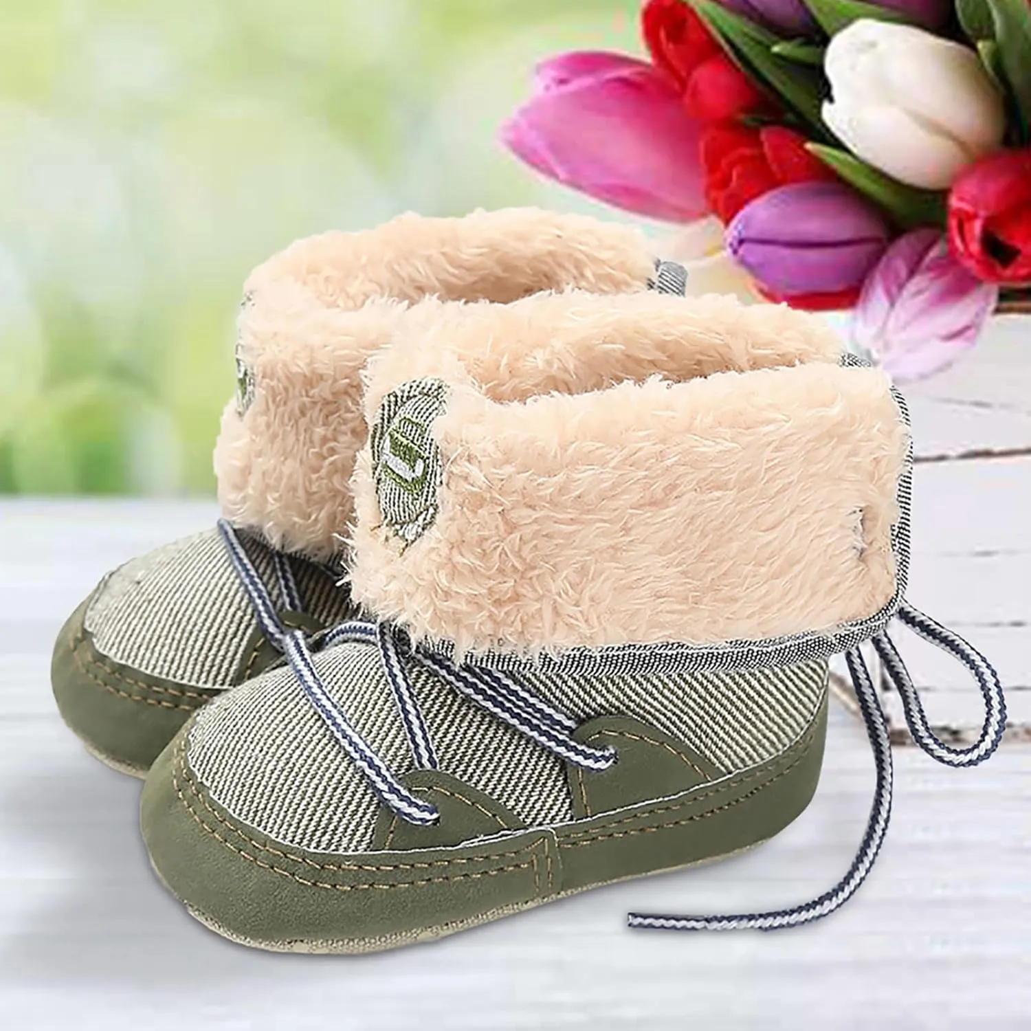 sfdgfhyf Baby Soft Sole Boots Baby Booties Newborn Girl Boy Shoes Infant Winter Warm Boots Rubber Sole Slip Prewalker (Green, 12)