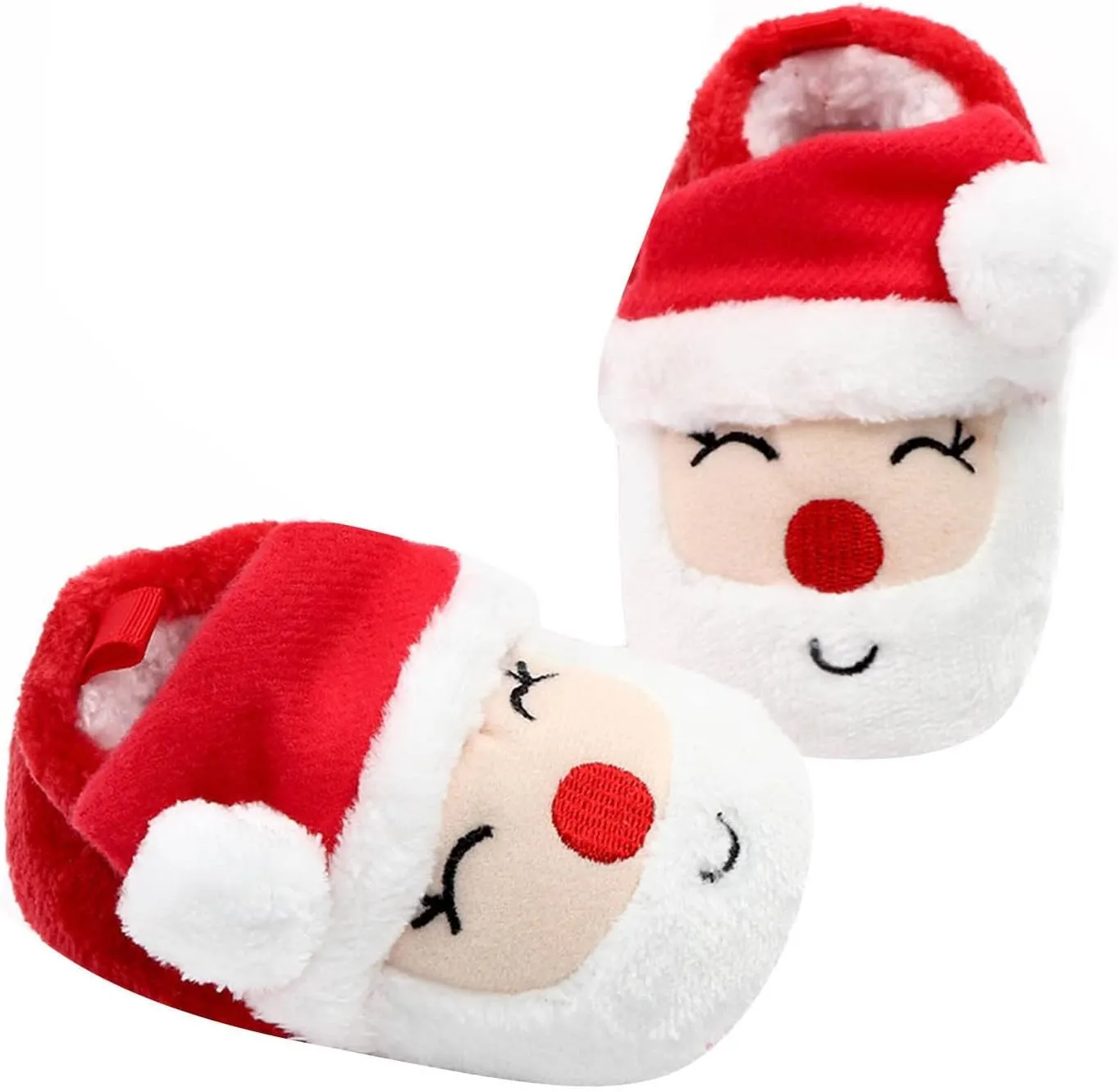 sfdgfhyf Christmas Shoes Infant Toddle Footwear Winter Warm Floor Shoes Soft Sole Indoor Warm Santa Toddler (White, 0-6 Months)