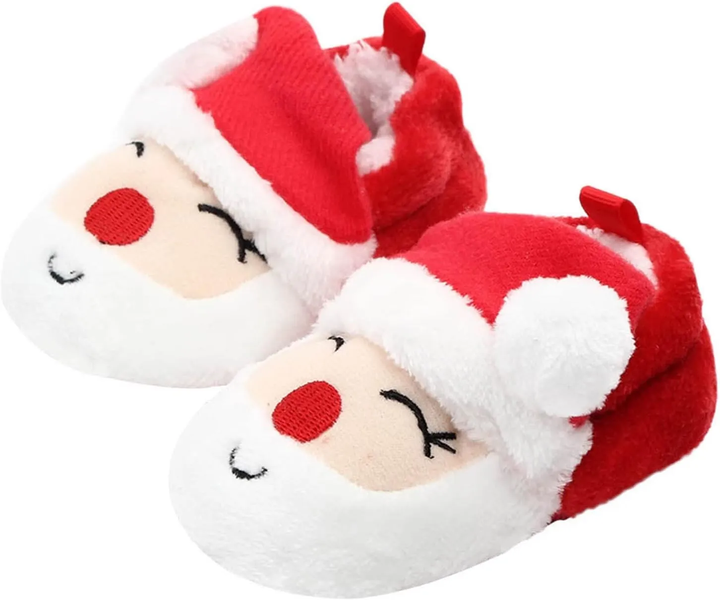 sfdgfhyf Christmas Shoes Infant Toddle Footwear Winter Warm Floor Shoes Soft Sole Indoor Warm Santa Toddler (White, 0-6 Months)