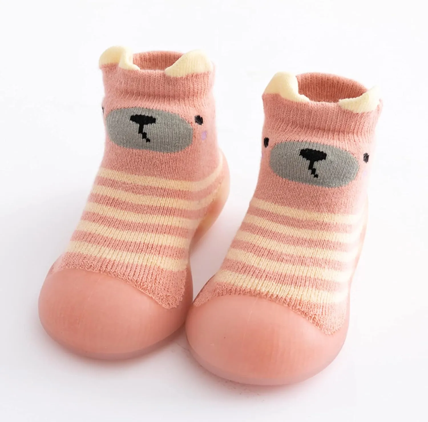 sfdgfhyf Girls Christmas Shoes Kids Toddler Baby Boys Girls Solid Warm Knit Soft Sole Rubber Shoe Socks Slipper Shoes (Pink, 24)
