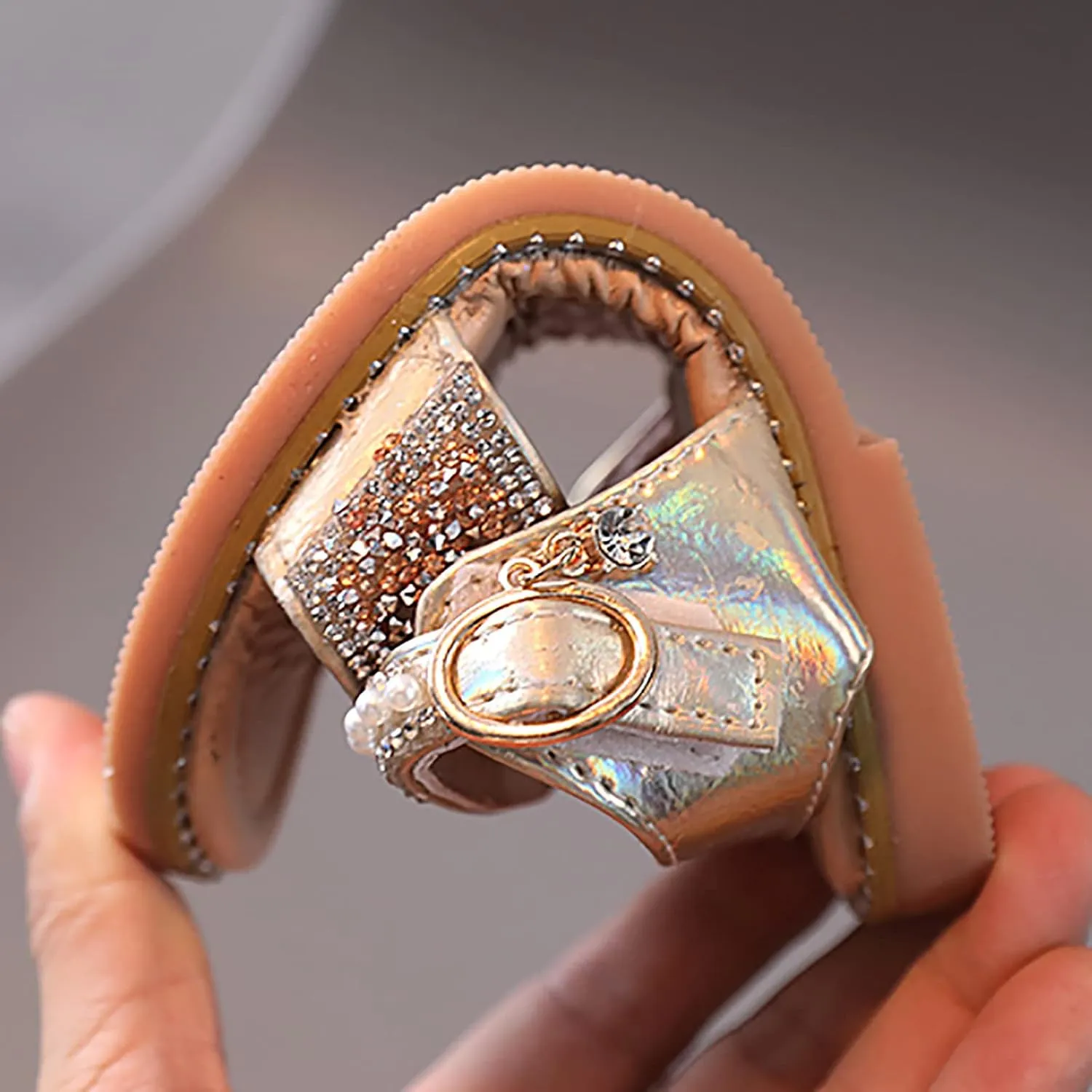 Shoes for Toddler Girls Girls Sandals Open Toe Rhinestone Princess Dress Flat Shoes Summer Sandals For Slippers Girl
