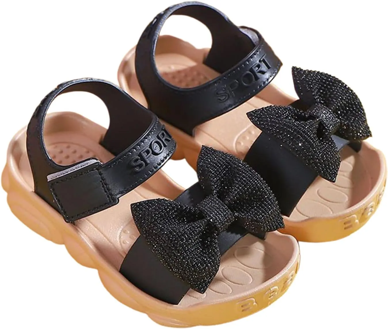 Slides Sandals for Kids Infant Girls Soild Bowknot Princress Shoes Soft Sole Non Slip First Jellies Shoes for Girls