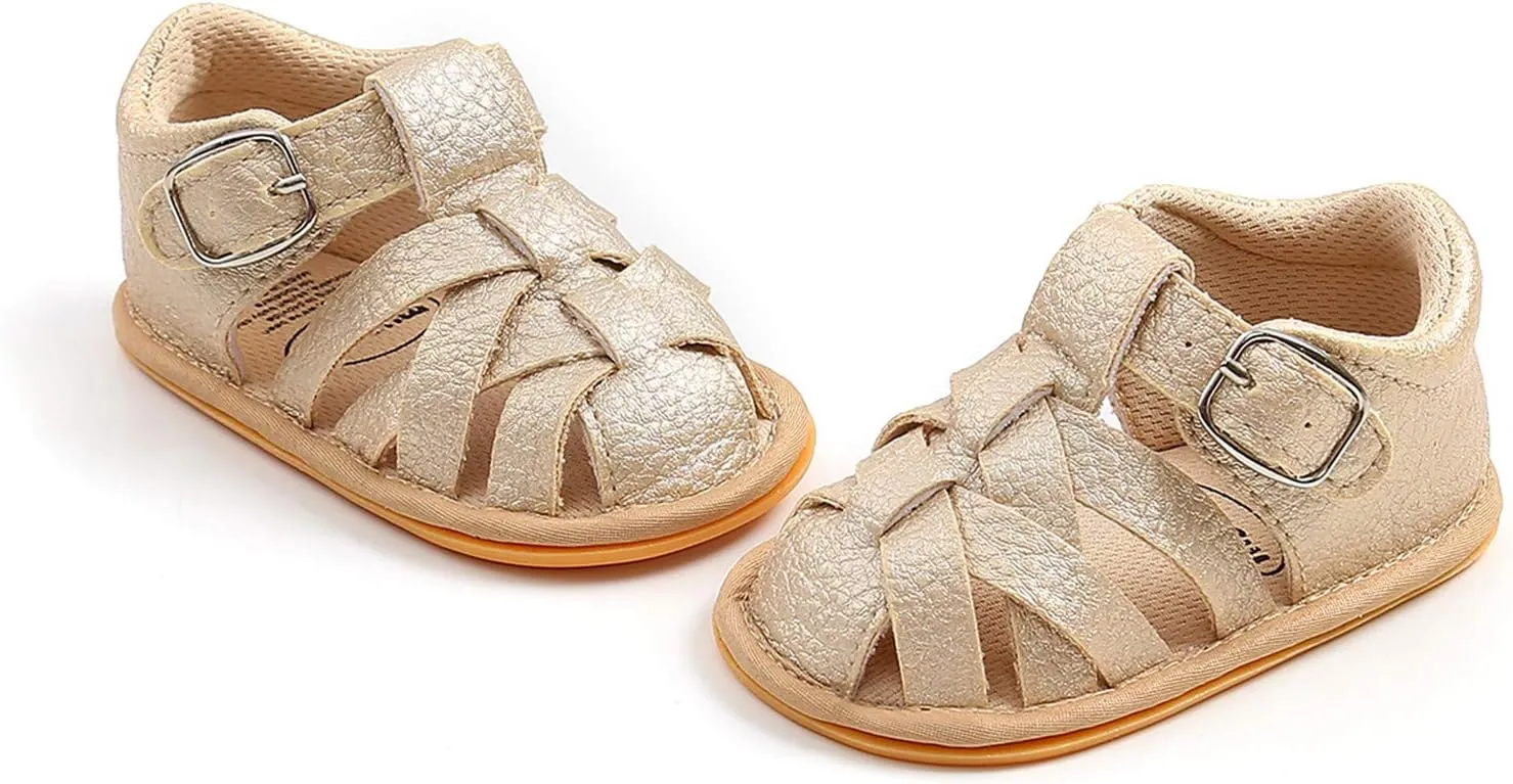 Soft Rubber Girls Flat Sandals Walking Shoes Baby Boys Non-Slip Sole Summer Baby Shoes Stand Alone Slides for Kids