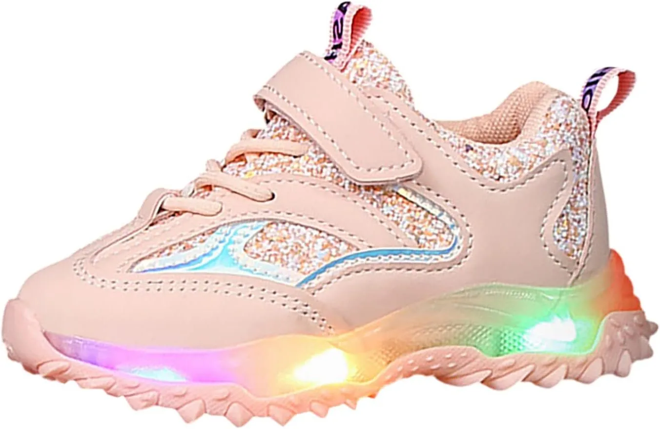 Spring Autumn Non Slip Soft Sole Baby Toddler LED Flashing Lights Shoes Boys Girls Kids Sports Toddler Wide Shoes Girls