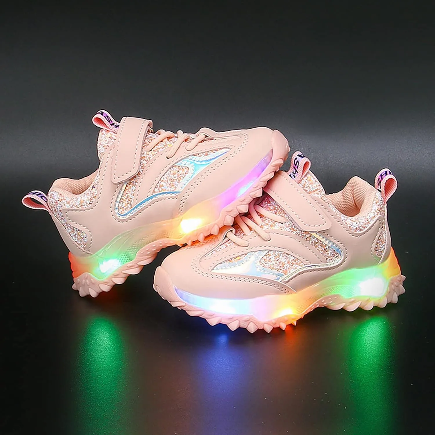 Spring Autumn Non Slip Soft Sole Baby Toddler LED Flashing Lights Shoes Boys Girls Kids Sports Toddler Wide Shoes Girls