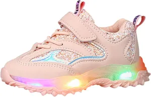 Spring Autumn Non Slip Soft Sole Baby Toddler LED Flashing Lights Shoes Boys Girls Kids Sports Toddler Wide Shoes Girls
