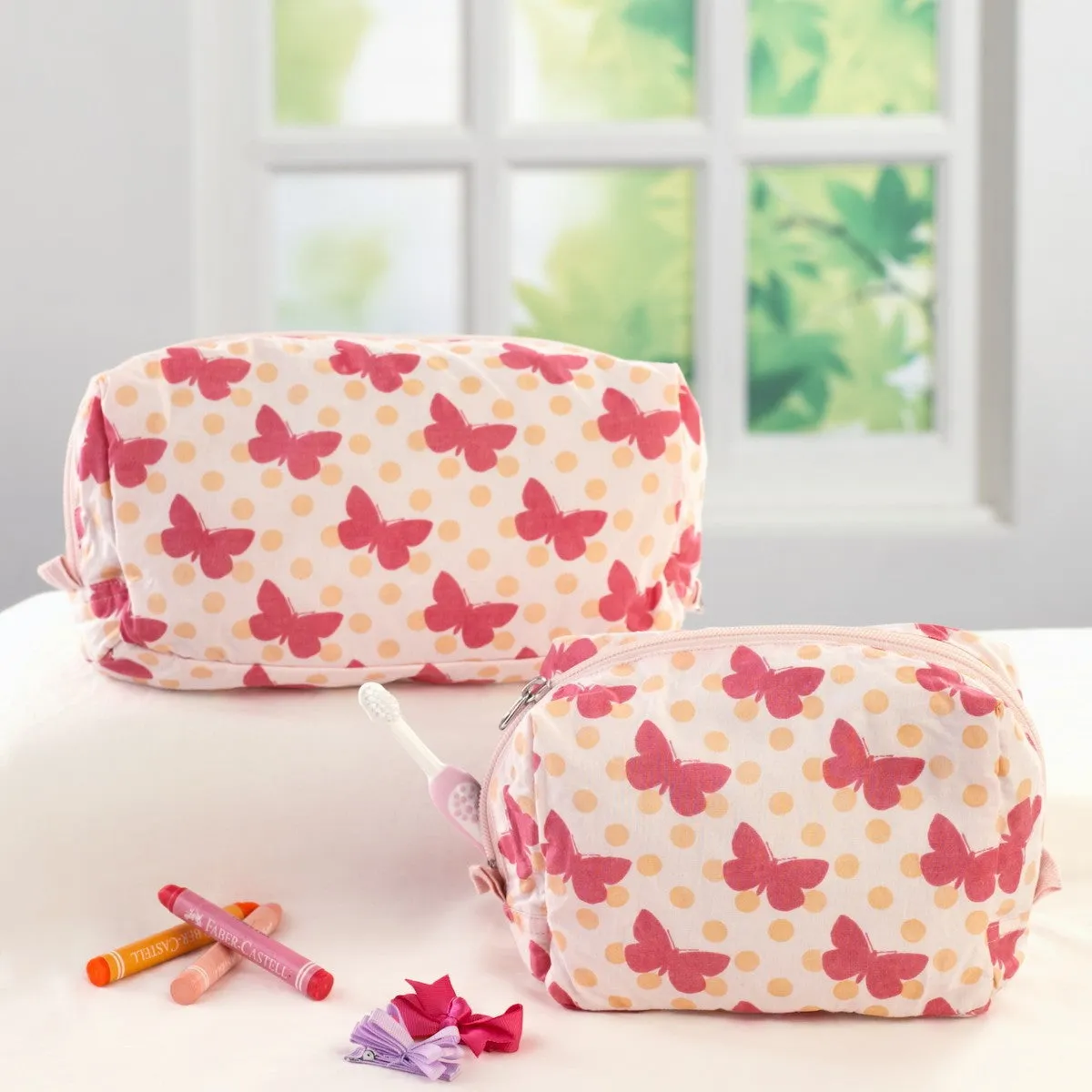 Spring Flutters Travel Pouch Set <br> Set of 2 (Small & Large)