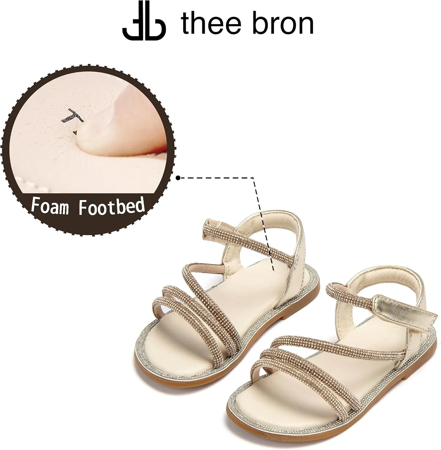 THEE BRON Toddler Girls Dress Sandals Kids Butterfly Floral Summer Sandalias Shoes