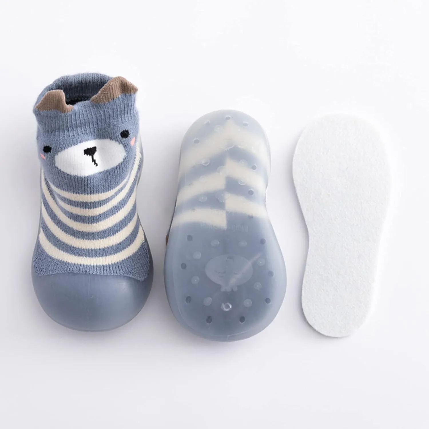 Toddler Baby Girls Boys Sock Shoe Elastic Indoor Slipper Infant First Walking Cartoon Cats Soft Sole Rubber Shoes
