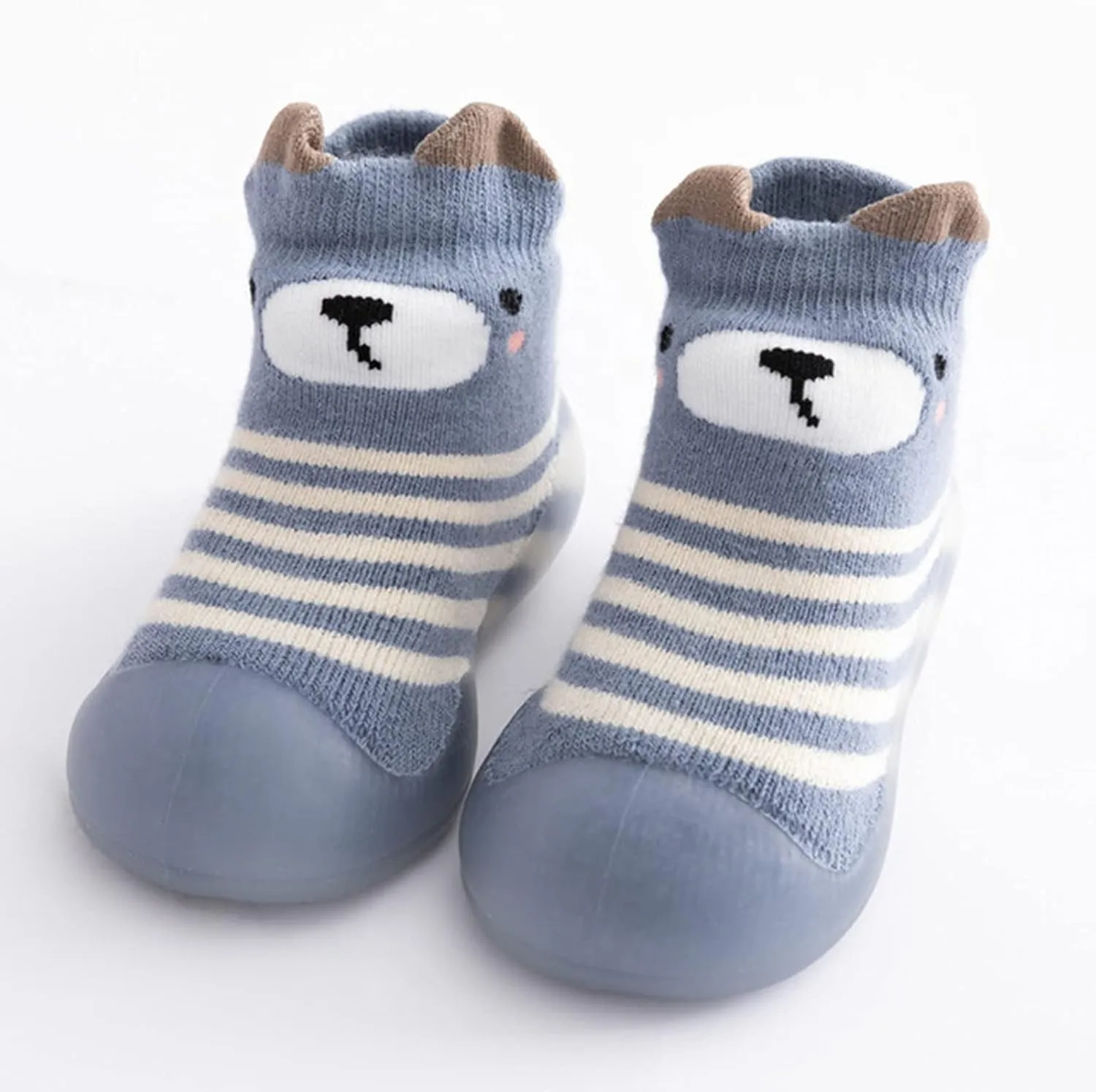 Toddler Baby Girls Boys Sock Shoe Elastic Indoor Slipper Infant First Walking Cartoon Cats Soft Sole Rubber Shoes