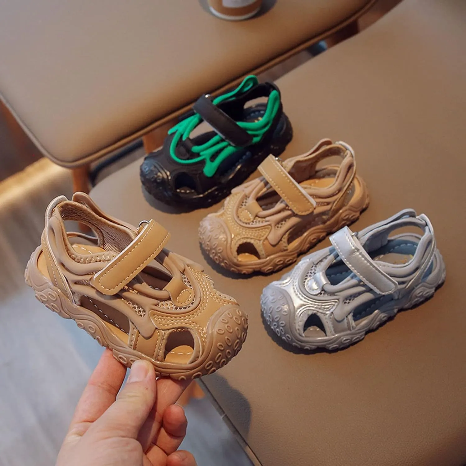 Toddler Boys Girls Motion Sandals Non Slip Open Toe Soft Sole Outdoor Shoes Summer Net-Like Shoes The First Pair Sandals
