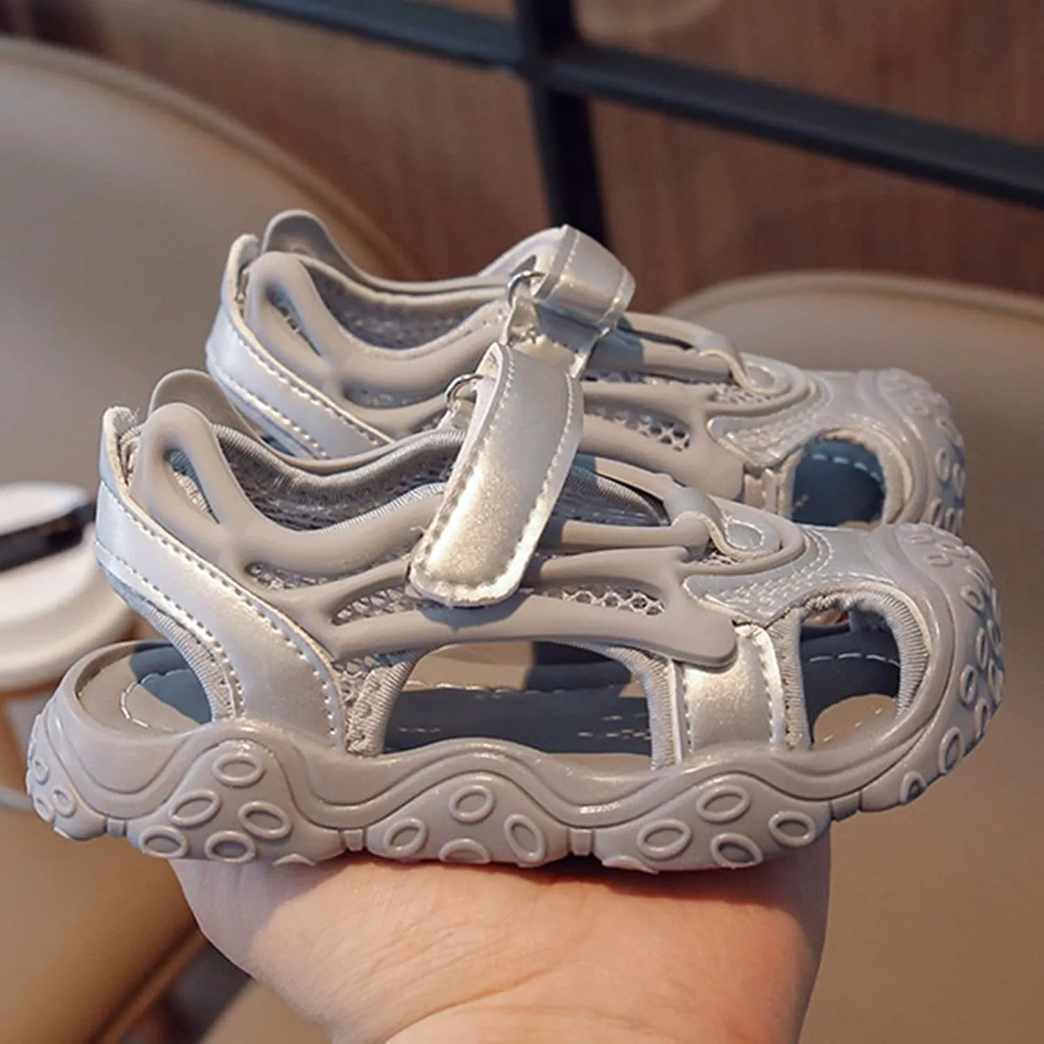Toddler Boys Girls Motion Sandals Non Slip Open Toe Soft Sole Outdoor Shoes Summer Net-Like Shoes The First Pair Sandals