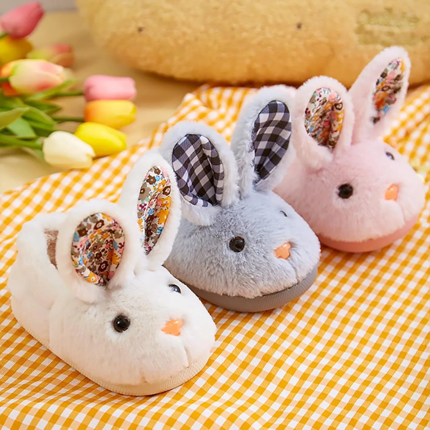 Toddler Bunny Slippers for Girls Boys Warm House Shoes for Kids Winter Home Slippers Indoor Non Slip Baby Slippers