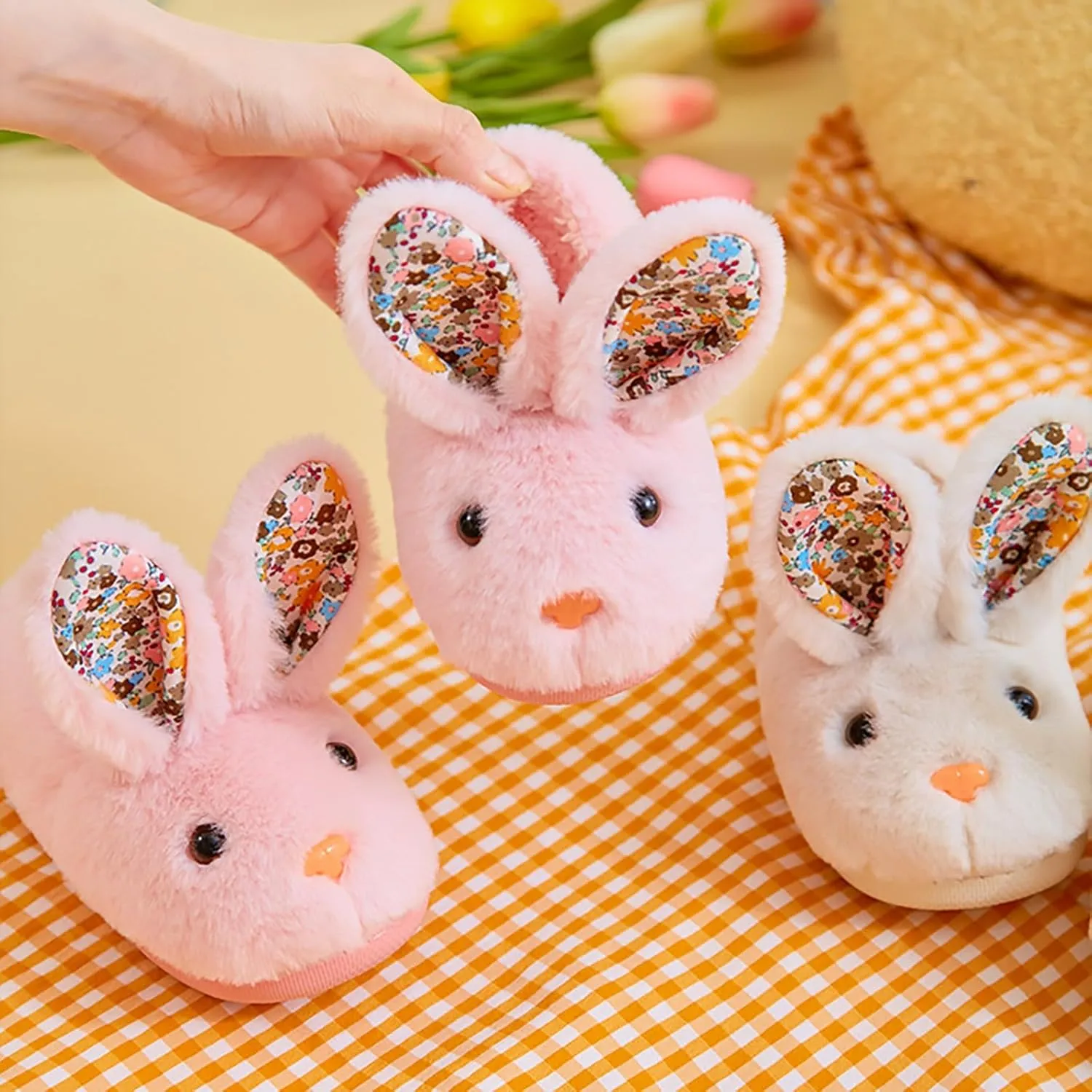 Toddler Bunny Slippers for Girls Boys Warm House Shoes for Kids Winter Home Slippers Indoor Non Slip Baby Slippers
