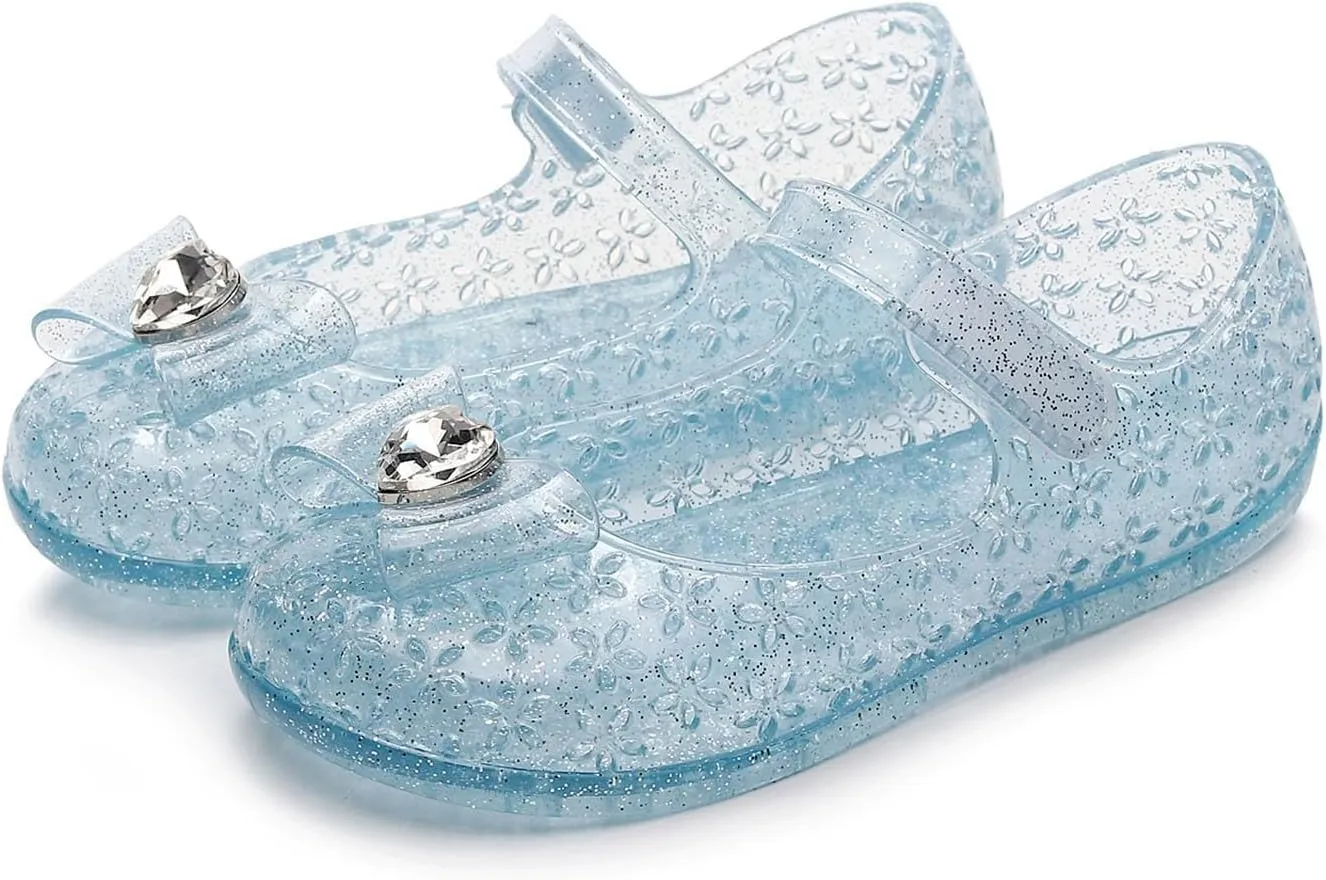 Toddler Girl Sandals Kids Summer Princess Floral Jelly Shoes Closed Toe Beach Rhinestone Bowknot Dress Flat Sandal