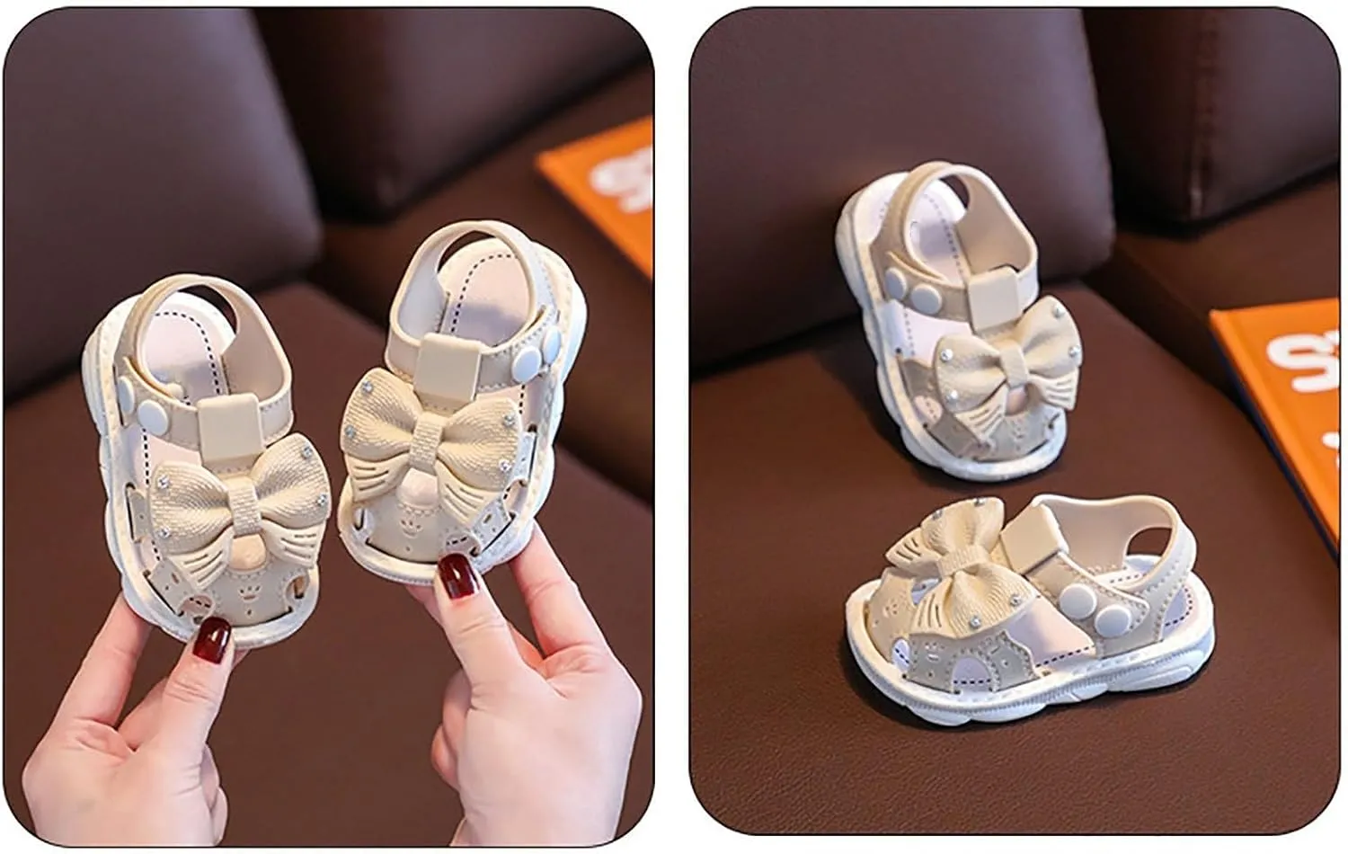 Toddler Girls Bowknot Closed Toe Soft Sole Beach Sandals Small Children's Summer Non Slip Casual Outdoor Shoes