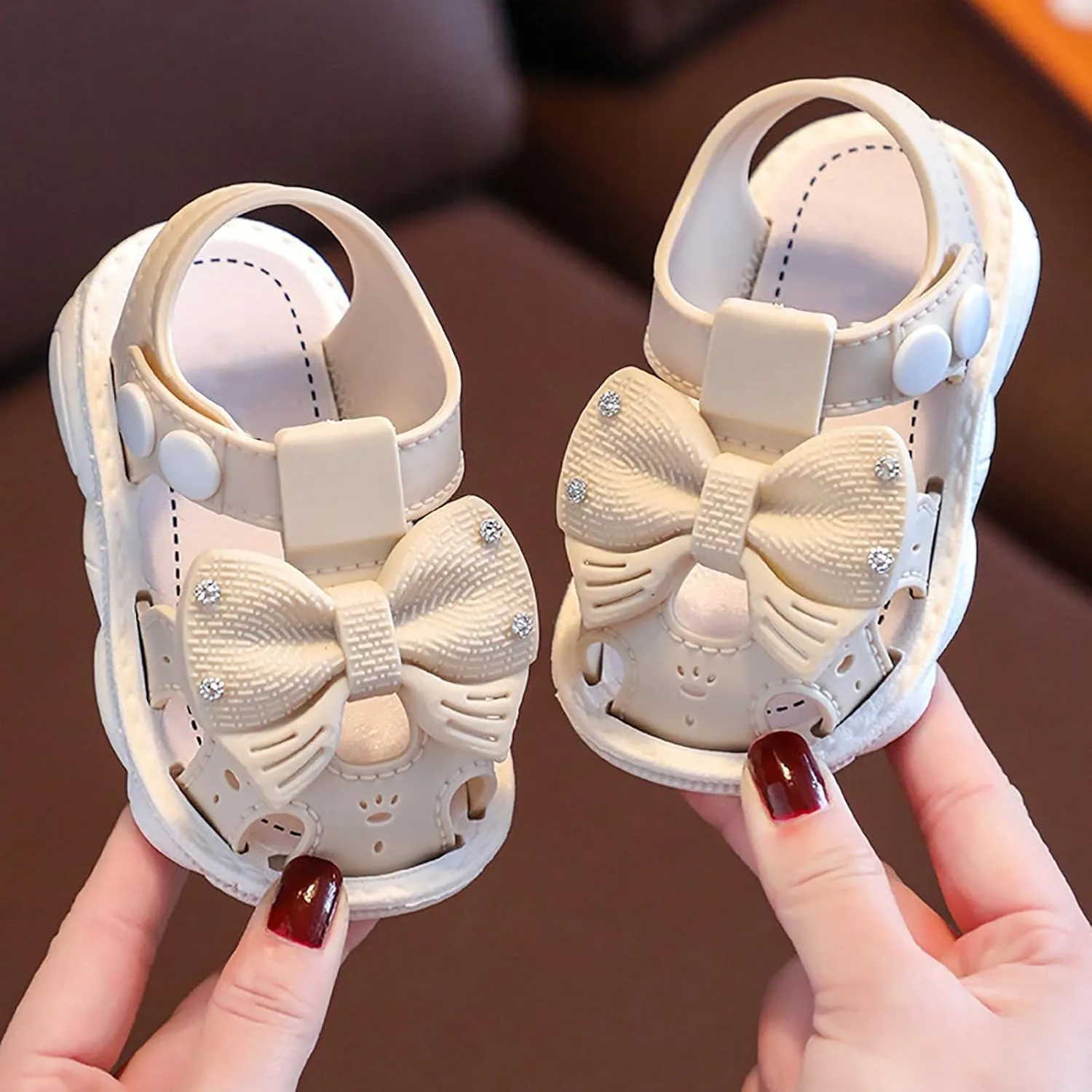 Toddler Girls Bowknot Closed Toe Soft Sole Beach Sandals Small Children's Summer Non Slip Casual Outdoor Shoes