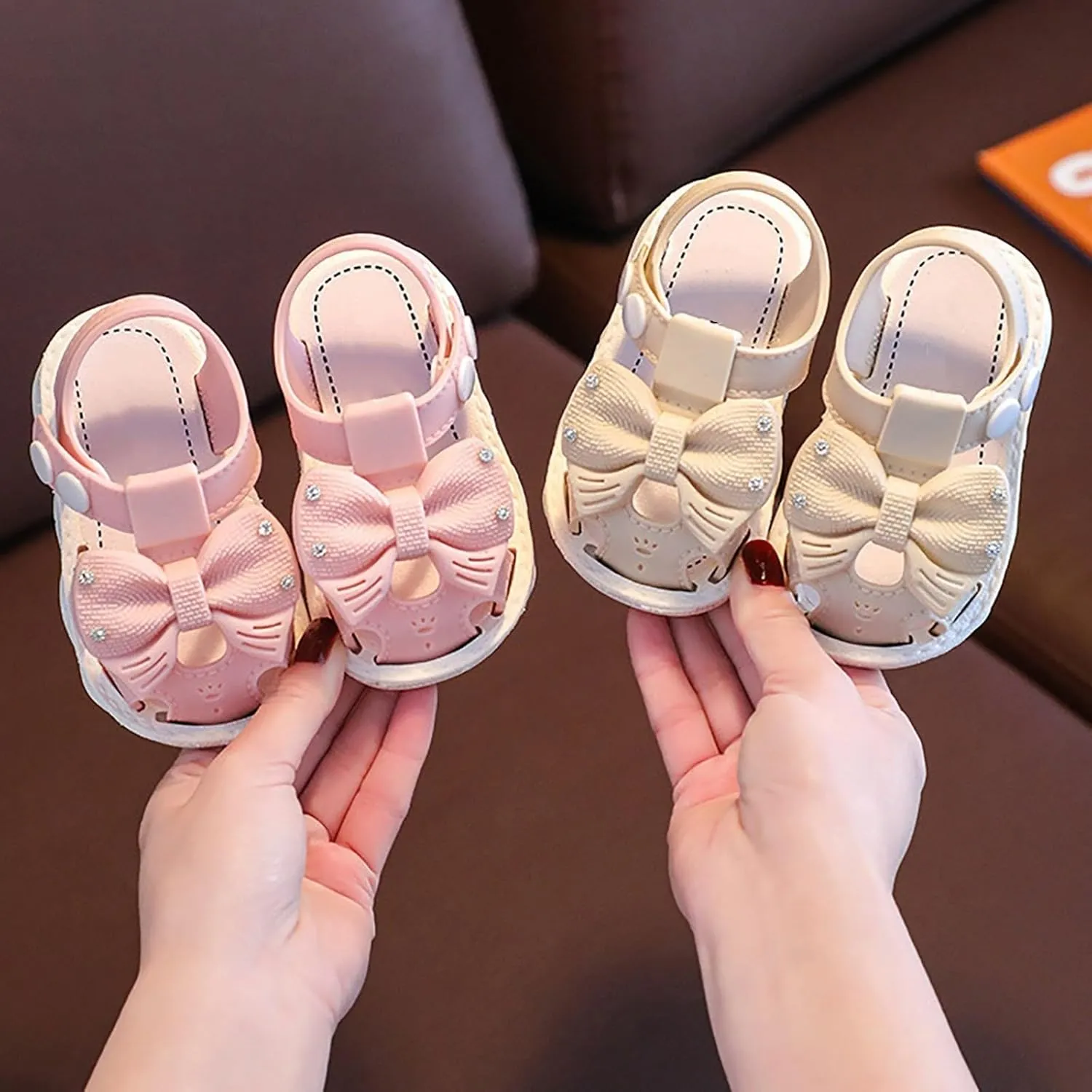 Toddler Girls Bowknot Closed Toe Soft Sole Beach Sandals Small Children's Summer Non Slip Casual Outdoor Shoes
