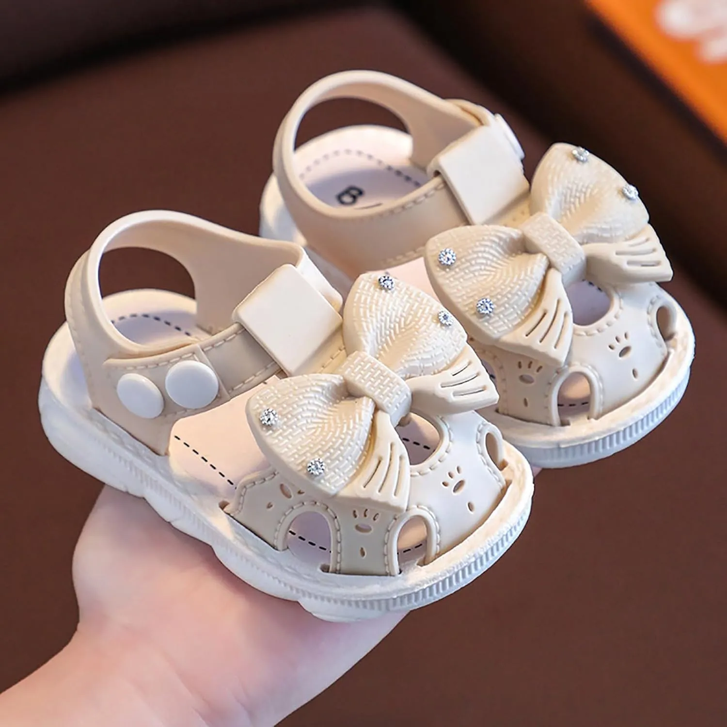 Toddler Girls Bowknot Closed Toe Soft Sole Beach Sandals Small Children's Summer Non Slip Casual Outdoor Shoes