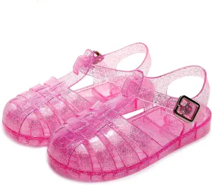 Toddler Girls Jelly Sandals Soft Rubber Sole Closed Toe Beach Summer Shoes Princess Flat