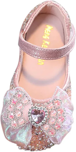 Toddler Girls Mary Jane Flat Shoes Bow Non-Slip Soft Sole Shoes Princess Wedding Party Shoes Baby Dress Shoes