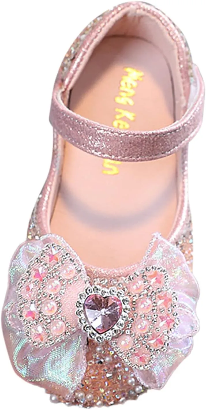 Toddler Girls Mary Jane Flat Shoes Bow Non-Slip Soft Sole Shoes Princess Wedding Party Shoes Baby Dress Shoes