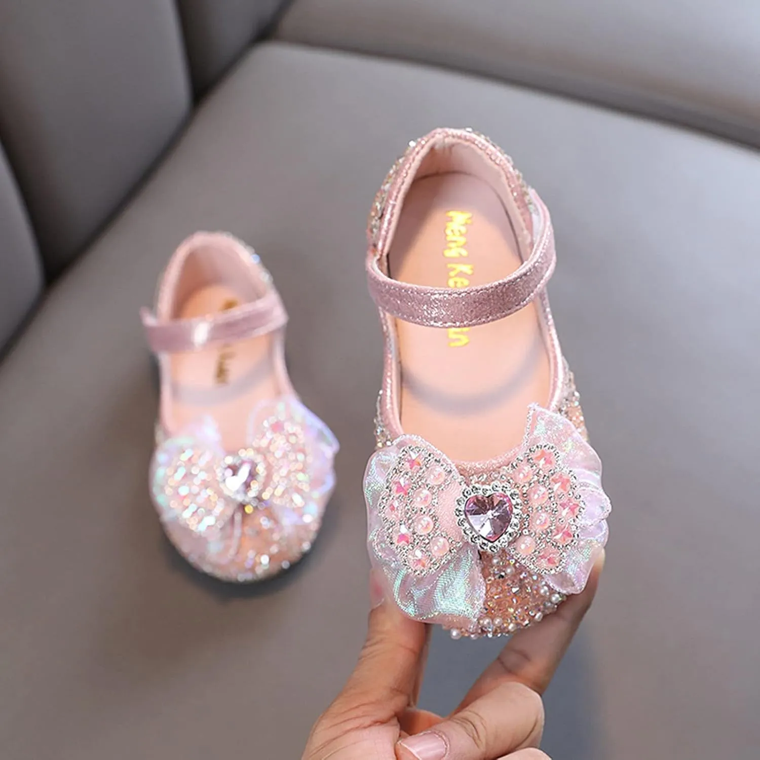 Toddler Girls Mary Jane Flat Shoes Bow Non-Slip Soft Sole Shoes Princess Wedding Party Shoes Baby Dress Shoes