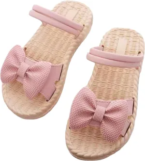 Toddler Kids Infant Girls Soild Bowknot Princress Shoes Soft Sole Non Slip First Walkers Prewalker Beach Slide on Shoes