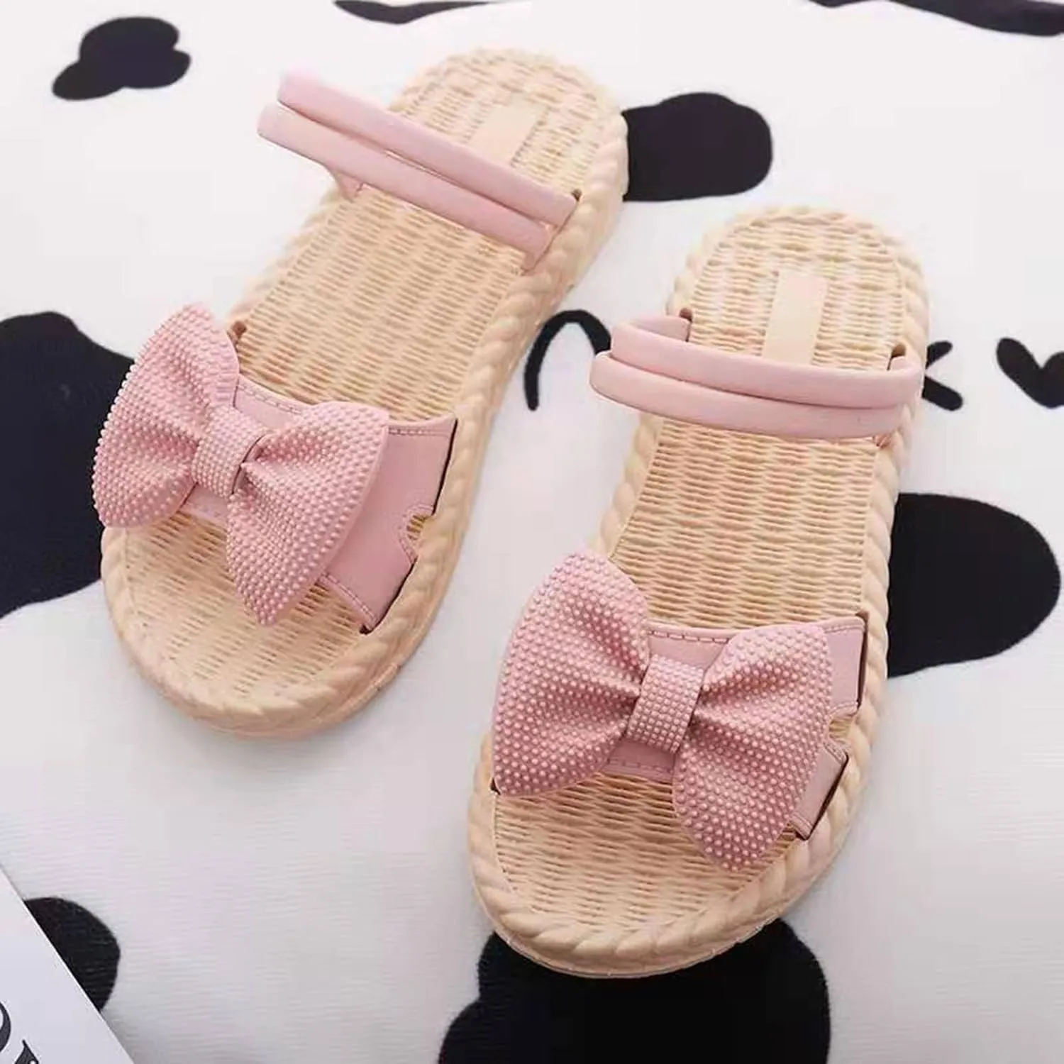 Toddler Kids Infant Girls Soild Bowknot Princress Shoes Soft Sole Non Slip First Walkers Prewalker Beach Slide on Shoes