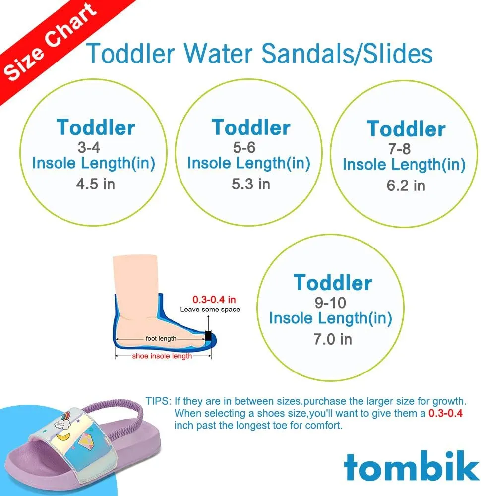tombik Toddler Boys & Girls Beach/Pool Slides Sandals | Kids Water Shoes