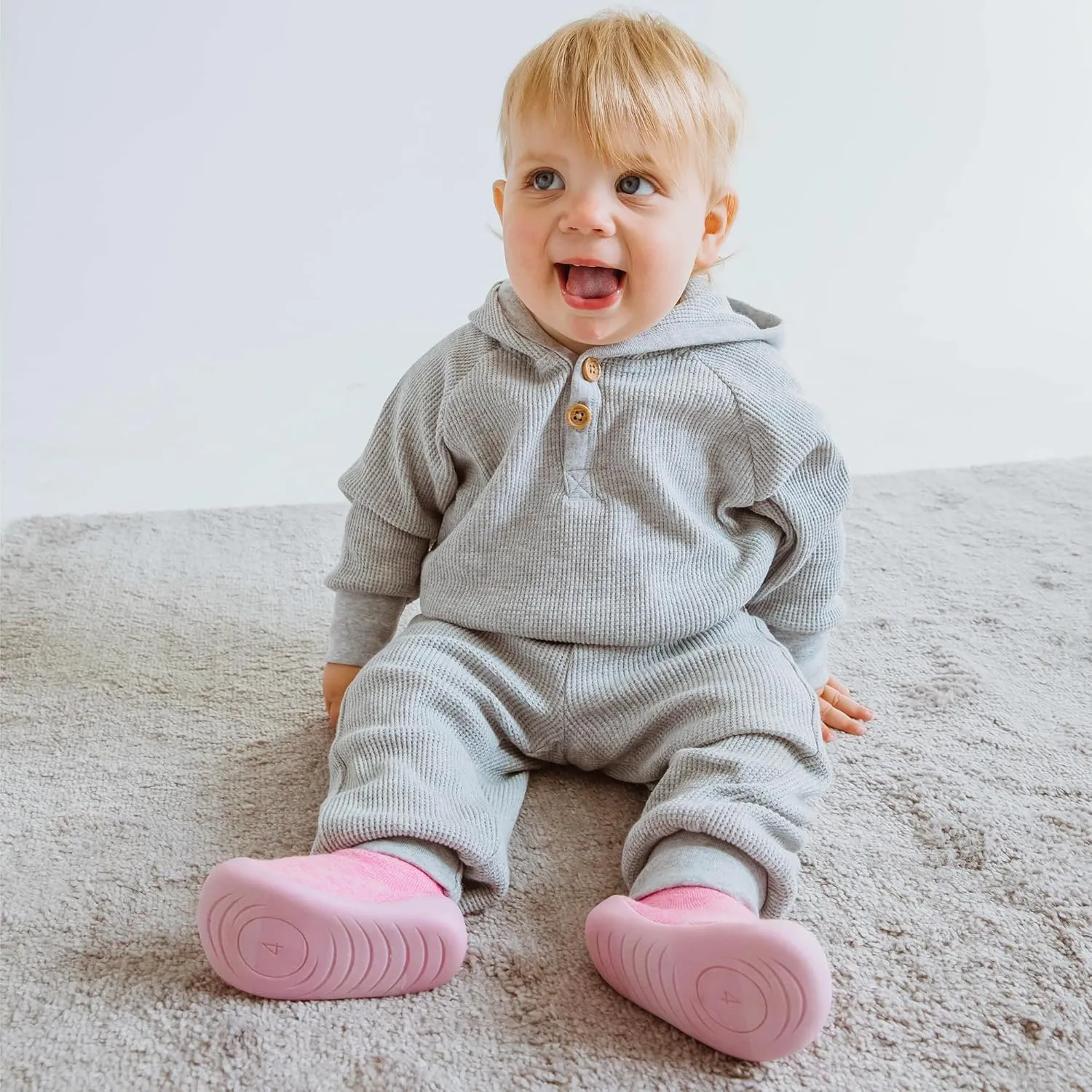 Travel Bug The Denver Baby Slipper Sock Walking Shoes with Rubber Soles