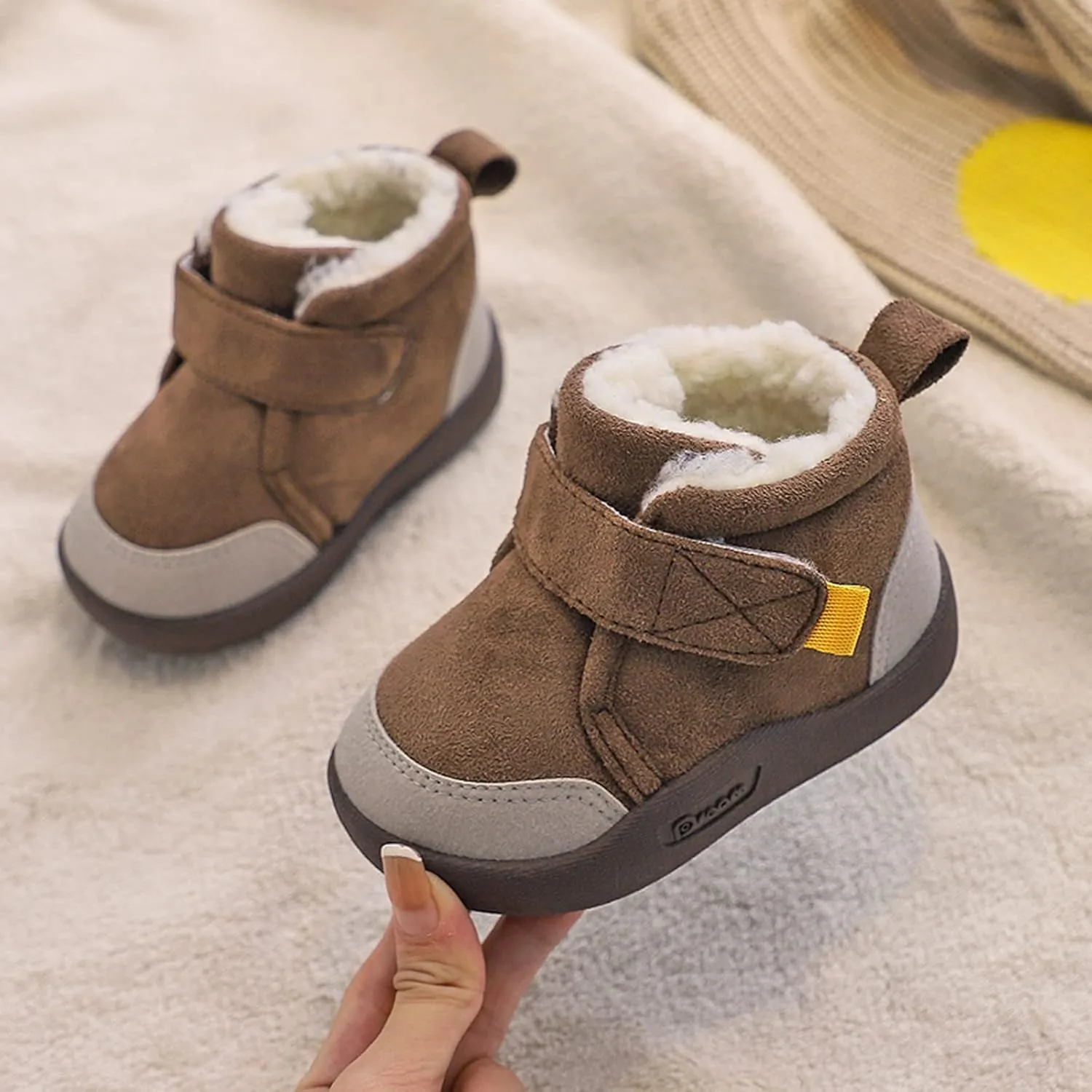Unisex Kids Cotton Boots Baby Soft Soles Shoes Fleece Non-?kid Slipper Winter Warm Cozy Crib Ankle Boots