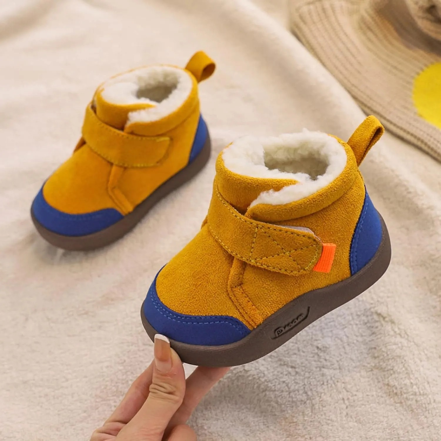 Unisex Kids Cotton Boots Baby Soft Soles Shoes Fleece Non-?kid Slipper Winter Warm Cozy Crib Ankle Boots