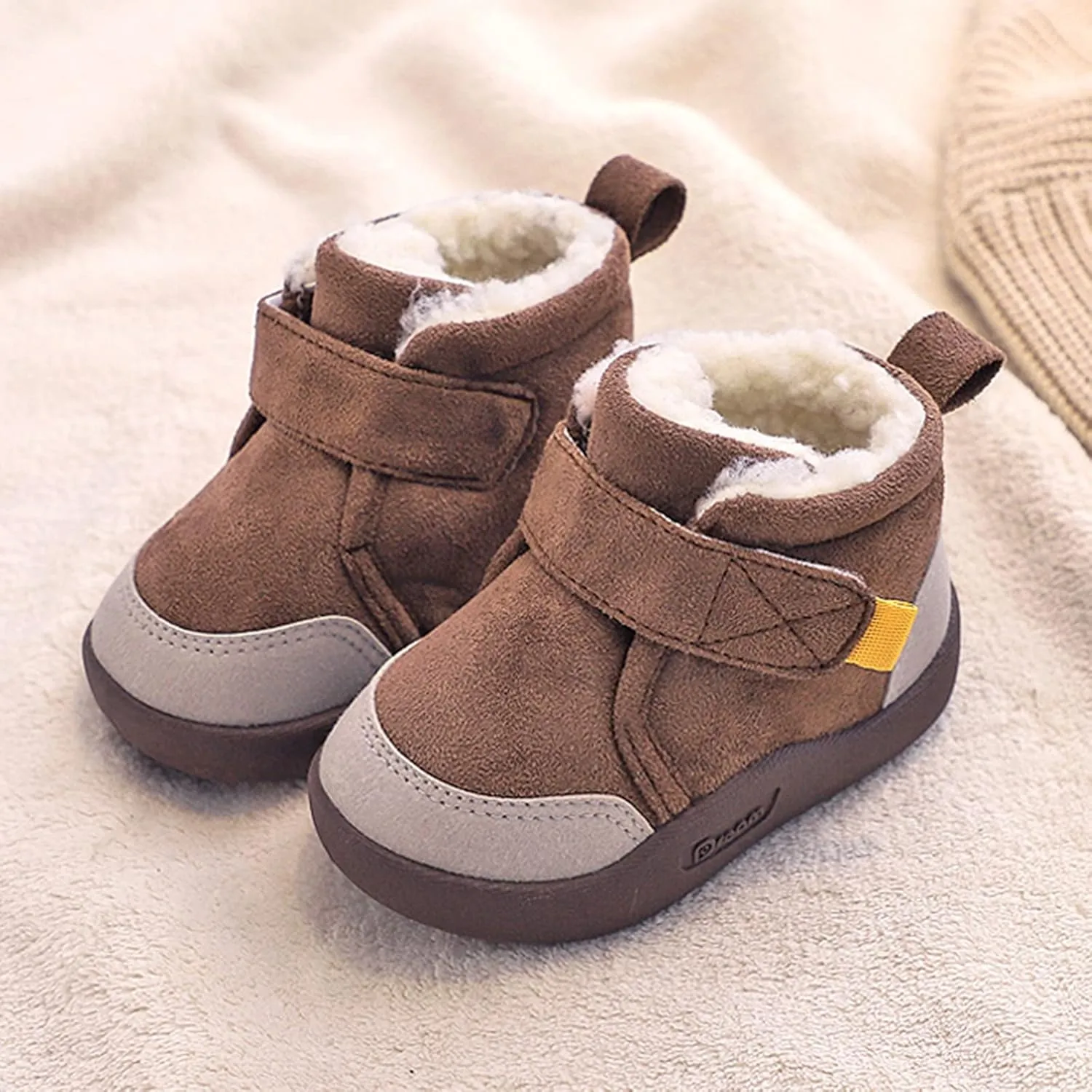 Unisex Kids Cotton Boots Baby Soft Soles Shoes Fleece Non-?kid Slipper Winter Warm Cozy Crib Ankle Boots