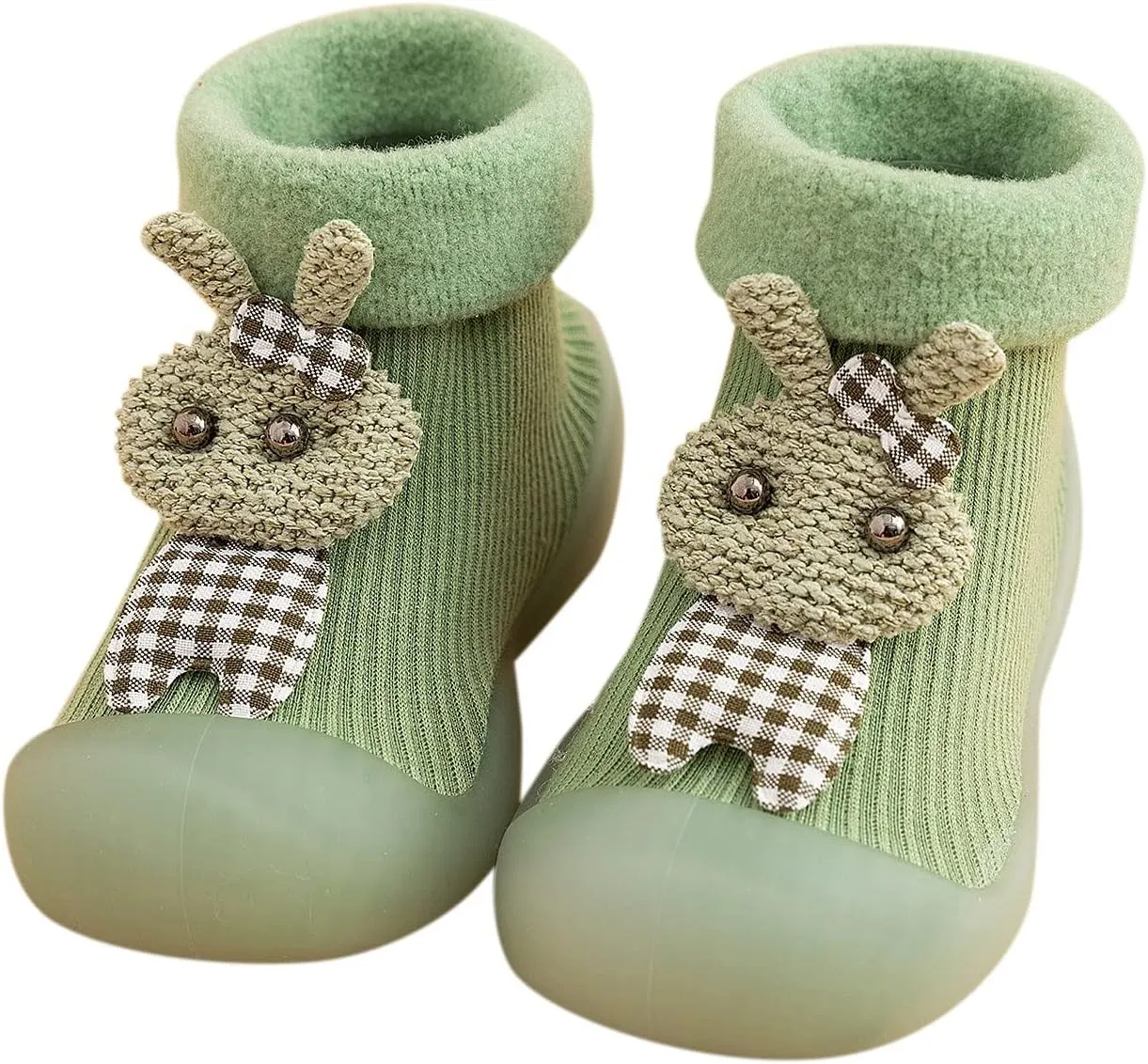 Unisex Toddler GirlsFirst Walking Shoes Kids Toddler Baby Boys Girls Solid Warm Knit Soft Sole Rubber (Green, 26-27)