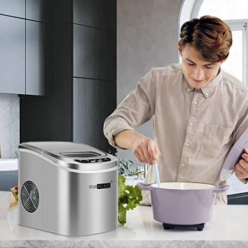 VIVOHOME Electric Portable Compact Countertop Automatic Ice Cube Maker Machine 26lbs/day Silver