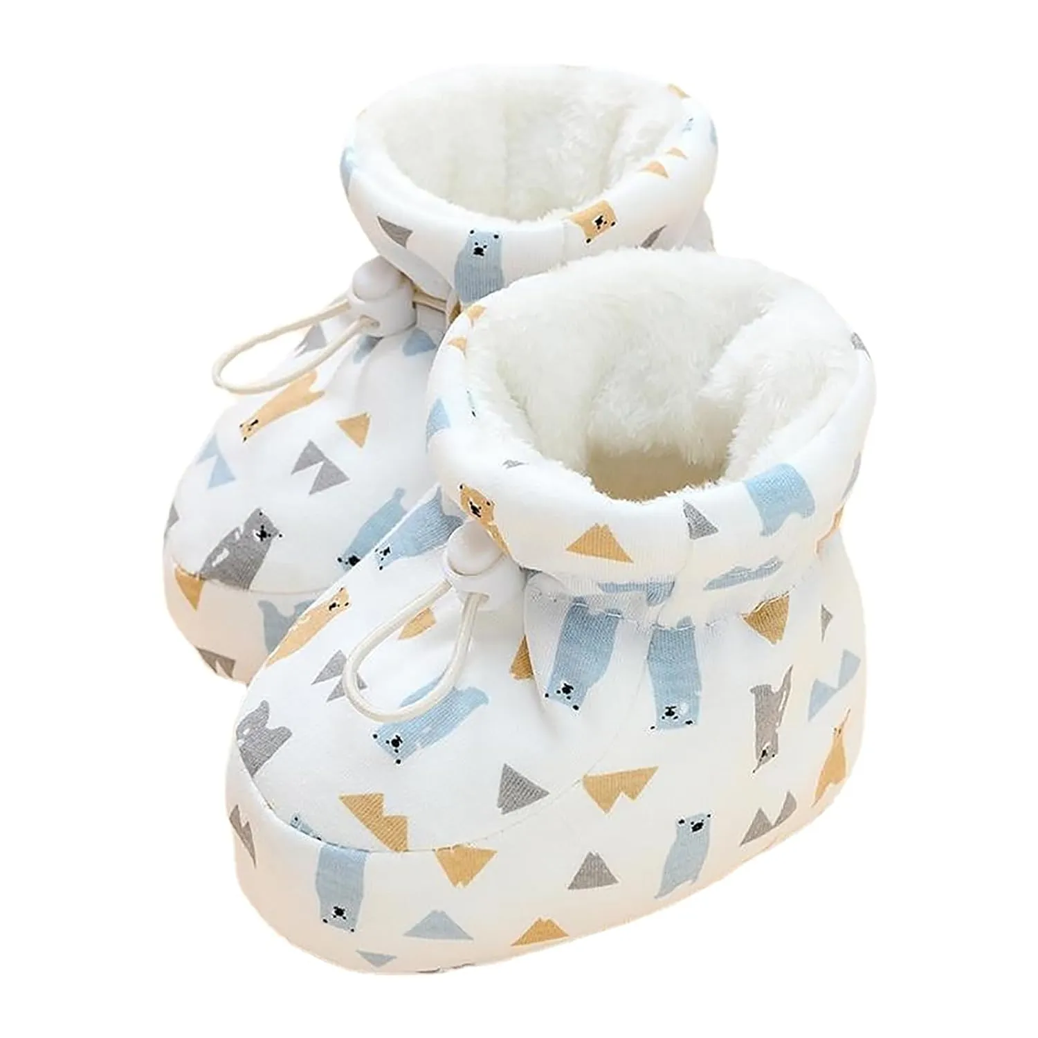 Warm Fur Baby Boots, Toddler Winter Warm Shoes, Thickening Non-Slip Baby Socks Shoes for Infant Toddler 0-18 Months (White,10.5cm (0-6 Months))