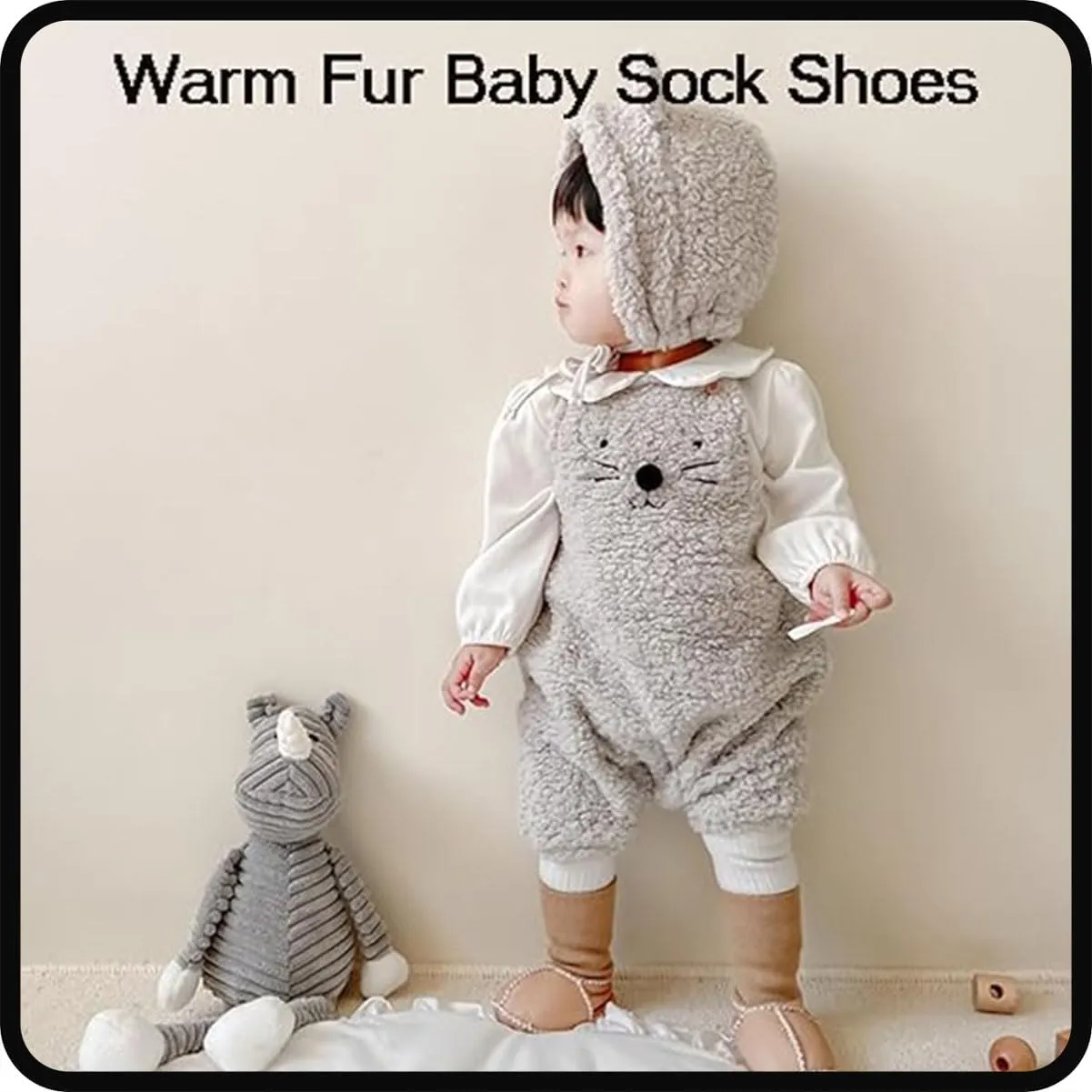 Warm Fur Baby Sock Shoes - Multiple Colors Baby Girls Toddler Winter Warm Shoes, Plush Shoes for Newborn Infant Toddler (12cm/ 4.7in0-6 Months,Camel)