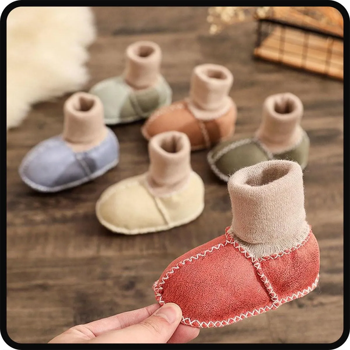 Warm Fur Baby Sock Shoes - Multiple Colors Baby Girls Toddler Winter Warm Shoes, Plush Shoes for Newborn Infant Toddler (12cm/ 4.7in0-6 Months,Camel)