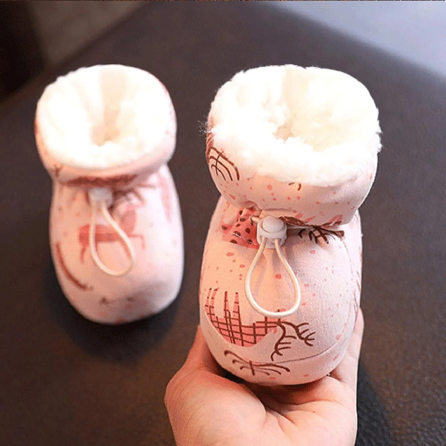 Warm Furry Baby Boots Toddler Boy Girl Cozy Fleece Booties Winter Snow Anti Slip Soft Sole Sock Unisex Outdoor Shoes