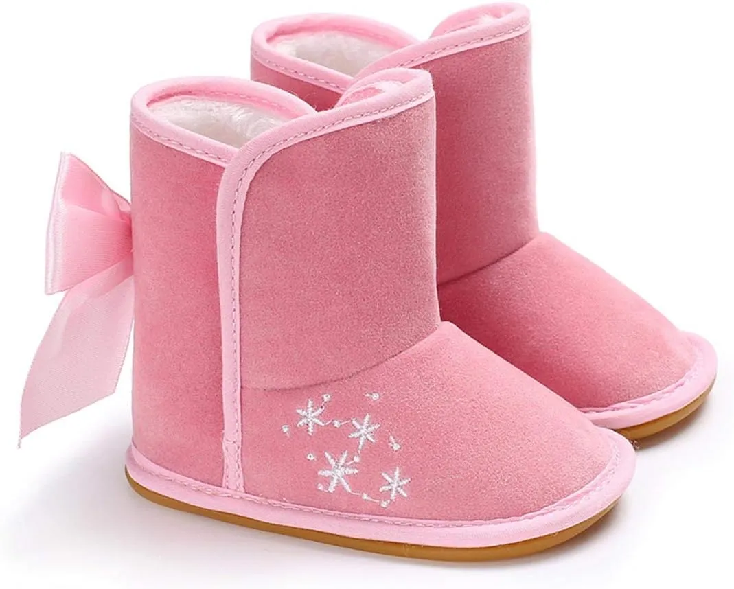 YIBLBOX Baby Infant Premium Soft Sole Anti-Slip Snow Boots with Bow Warm Winter Shoes Toddler Booties