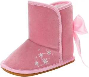 YIBLBOX Baby Infant Premium Soft Sole Anti-Slip Snow Boots with Bow Warm Winter Shoes Toddler Booties
